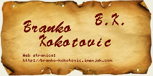 Branko Kokotović vizit kartica